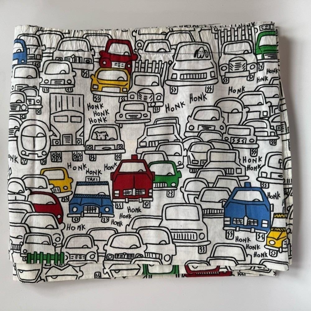 VTG 80a Handmade Valance Cars Dogs Driving Traffic City Honk Honk Honk Line Art